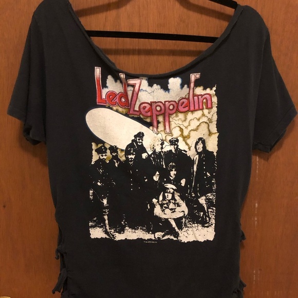 VINTAGE LED ZEPPELIN Altered Black Graphic Tee Top L XL Original Concert T Shirt - Picture 1 of 16